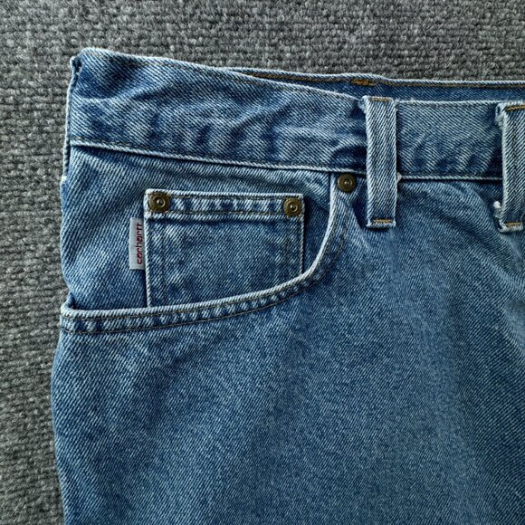 Carhartt Men’s Denim Jeans 46x32 Relaxed Light Wash B460 LVB Work Casual W Logo - Picture 13 of 13